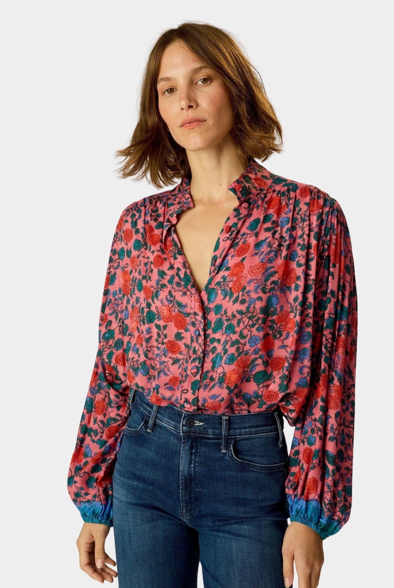 Natalie Martin | Iris Top In Rose Bandana - SHOP YUCCA Shirts & Tops NATALIE MARTIN - YUCCA, Boutiques Denver, stylish tops for women, cherry creek boutique, high quality casual tops.