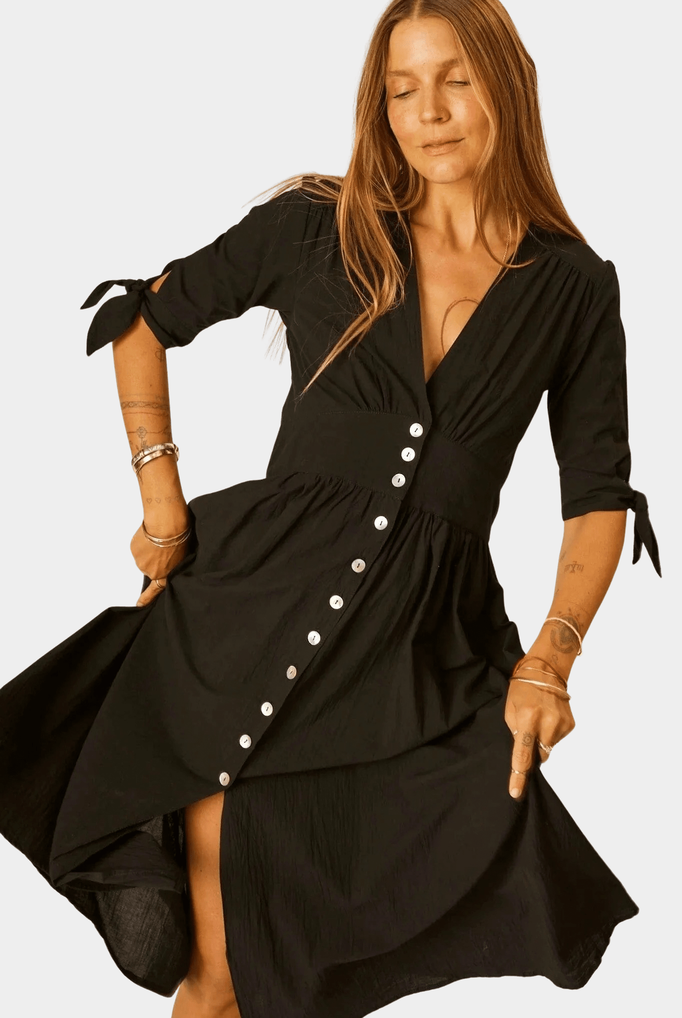 Natalie Martin | Layla Dress In Black Flat Cotton - SHOP YUCCA Dresses NATALIE MARTIN - YUCCA, artistic clothing for women, Women’s clothing store Denver, boutique stores near me, capsule wardrobe, women’s elevated basics.