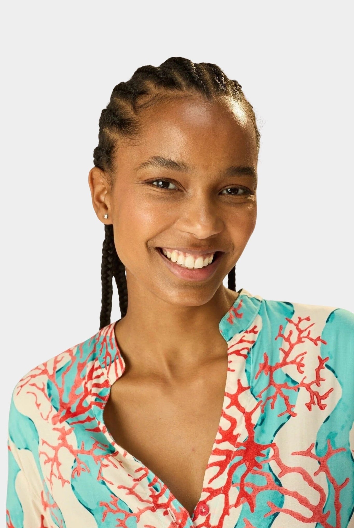 NATALIE MARTIN | Leslie Shirt - Coral Wave Turquoise - Tops & Tees -  SHOP YUCCA, Boutiques Denver, stylish tops for women, cherry creek boutique, high quality casual tops.