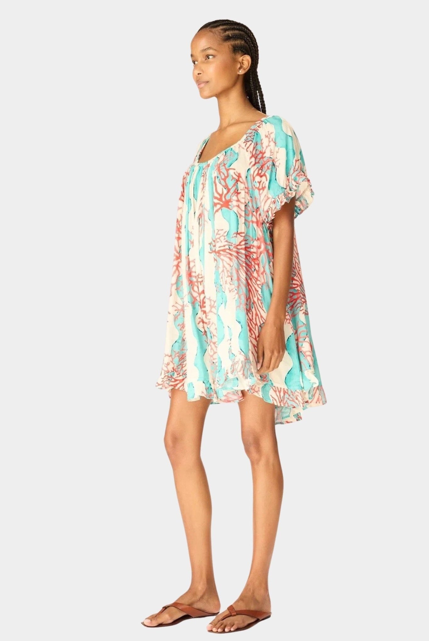 Natalie Martin | Marina Dress In Coral Wave Turquoise - SHOP YUCCA Dresses NATALIE MARTIN - YUCCA, Women’s clothing store Denver, boutique stores near me, capsule wardrobe, women’s elevated basics, casual dresses Denver.