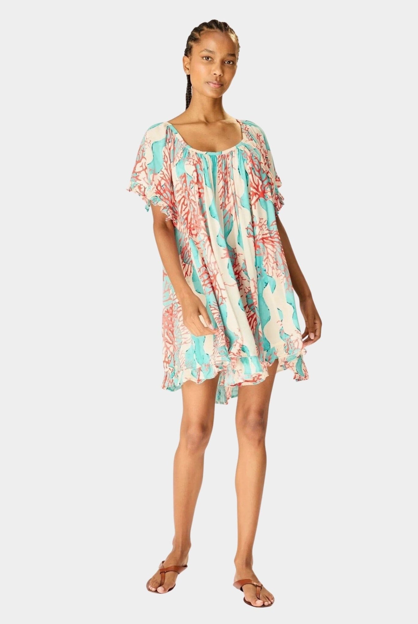 Natalie Martin | Marina Dress In Coral Wave Turquoise - SHOP YUCCA Dresses NATALIE MARTIN - YUCCA, Women’s clothing store Denver, boutique stores near me, capsule wardrobe, women’s elevated basics, casual dresses Denver.