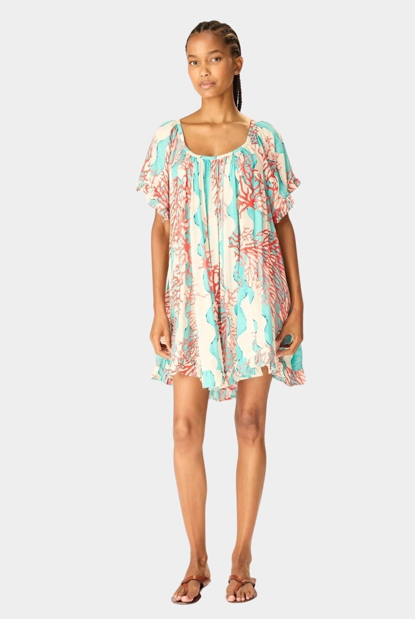 Natalie Martin | Marina Dress In Coral Wave Turquoise - SHOP YUCCA Dresses NATALIE MARTIN - YUCCA, Women’s clothing store Denver, boutique stores near me, capsule wardrobe, women’s elevated basics, casual dresses Denver.