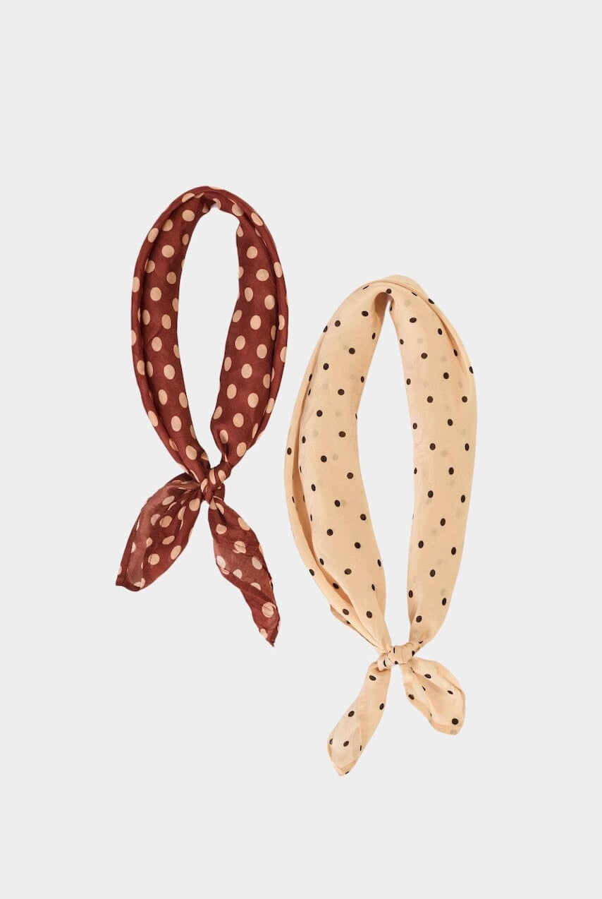 Natalie Martin - Square Scarf - Polkadot Cappuccino - Bandana - YUCCA, Artistic clothing for women, boutique near me.
