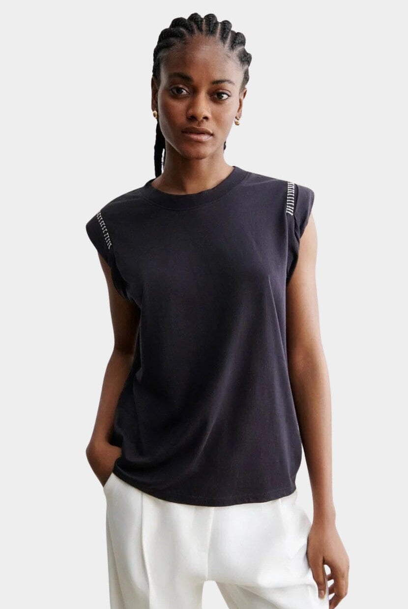 Rachel Comey | Miles Tee In Black - SHOP YUCCA Shirts & Tops RACHEL COMEY - YUCCA, Boutiques Denver, stylish tops for women, cherry creek boutique, high quality casual tops.