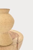 Ruby Bell Ceramics | Squat Round Vase With Conic Pedestal Base In Speckled Clay - SHOP YUCCA Ceramic RUBY BELL CERAMICS - YUCCA