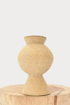 Ruby Bell Ceramics | Squat Round Vase With Conic Pedestal Base In Speckled Clay - SHOP YUCCA Ceramic RUBY BELL CERAMICS - YUCCA