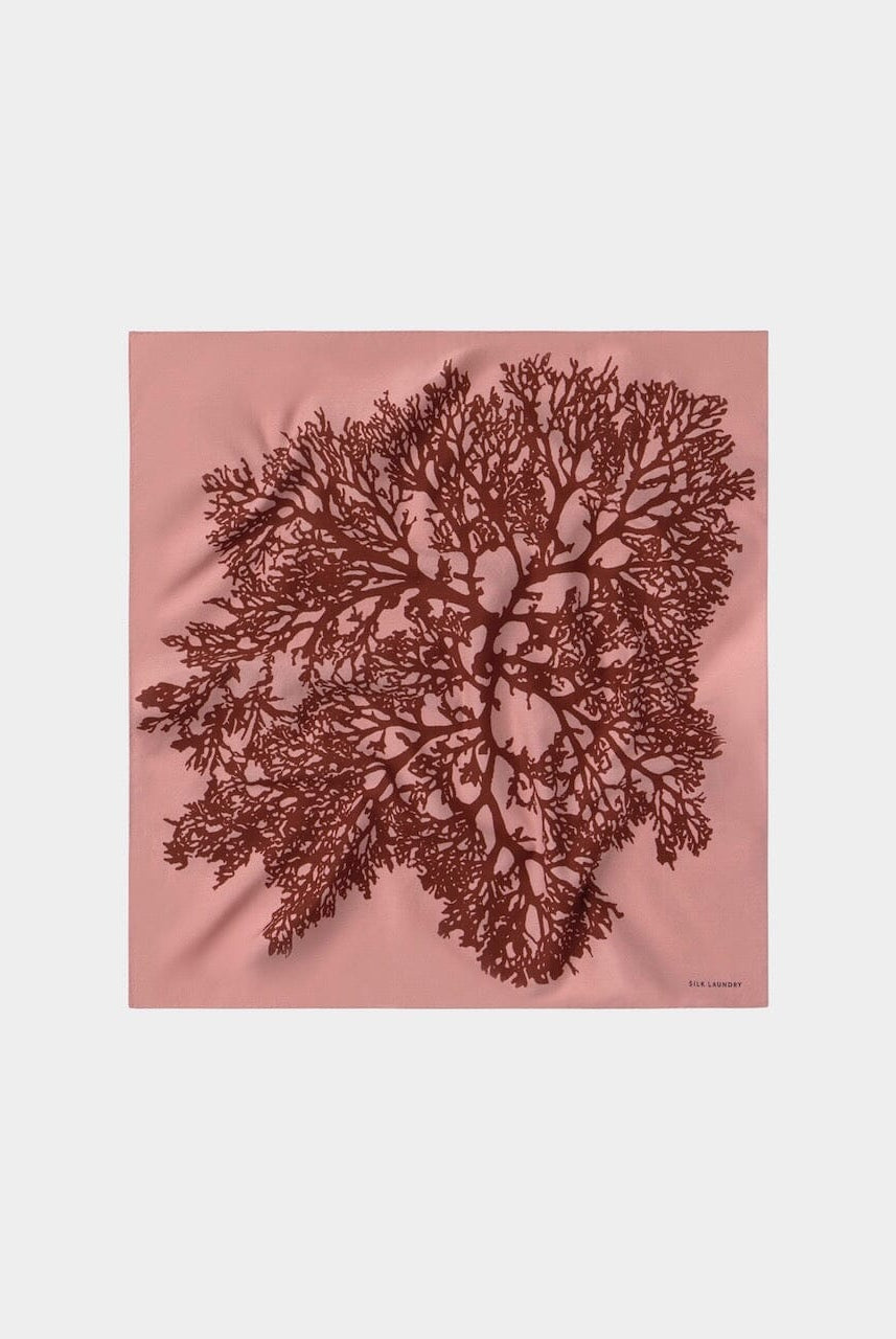 Silk Laundry - Cotton Silk Scarf - Pressed Coral - Bandana - YUCCA, artistic accessorie, boutique near me, shop local denver.