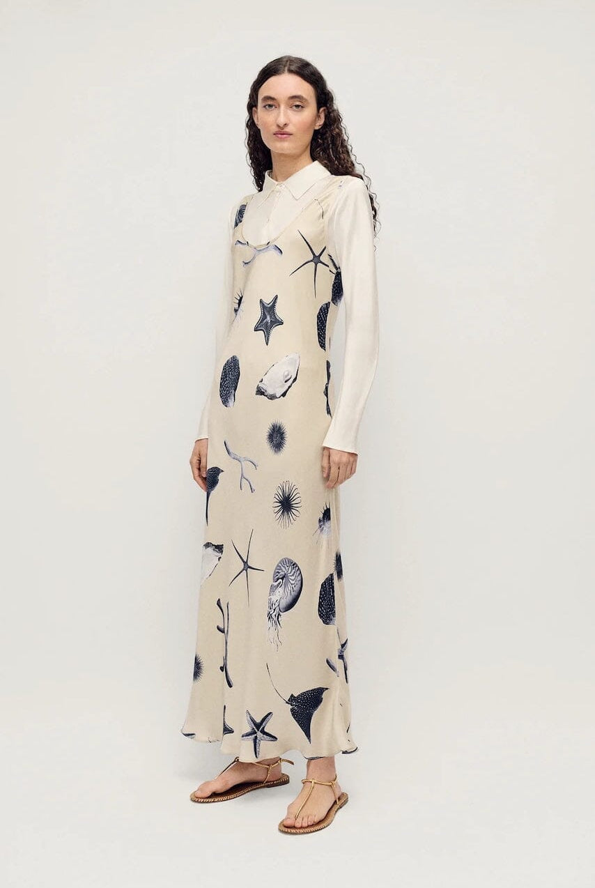 Silk Laundry | Scoop Neck Dress In Seashells - SHOP YUCCA Dress SILK LAUNDRY - YUCCA, artistic clothing for women, Women’s clothing store Denver, boutique stores near me, capsule wardrobe, women’s elevated basics.
