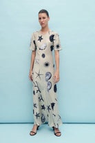 Silk Laundry | Short Sleeve Bias Dress In Seashells - SHOP YUCCA Dresses SILK LAUNDRY - YUCCA, artistic clothing for women, Women’s clothing store Denver, boutique stores near me, capsule wardrobe, women’s elevated basics.