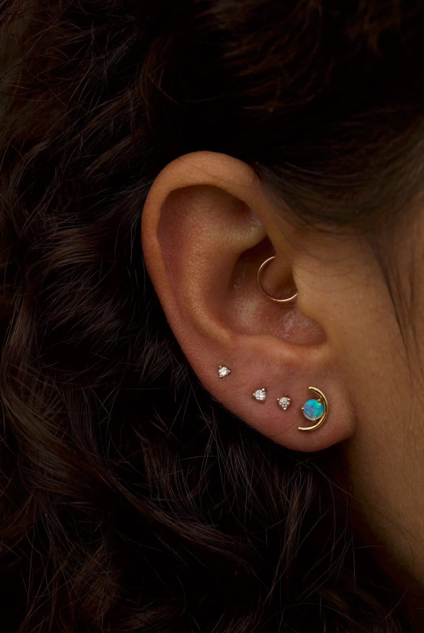 Wwake - Large Opal Arc Earring - Earrings - YUCCA, artistic jewelry for women, boutique near me.