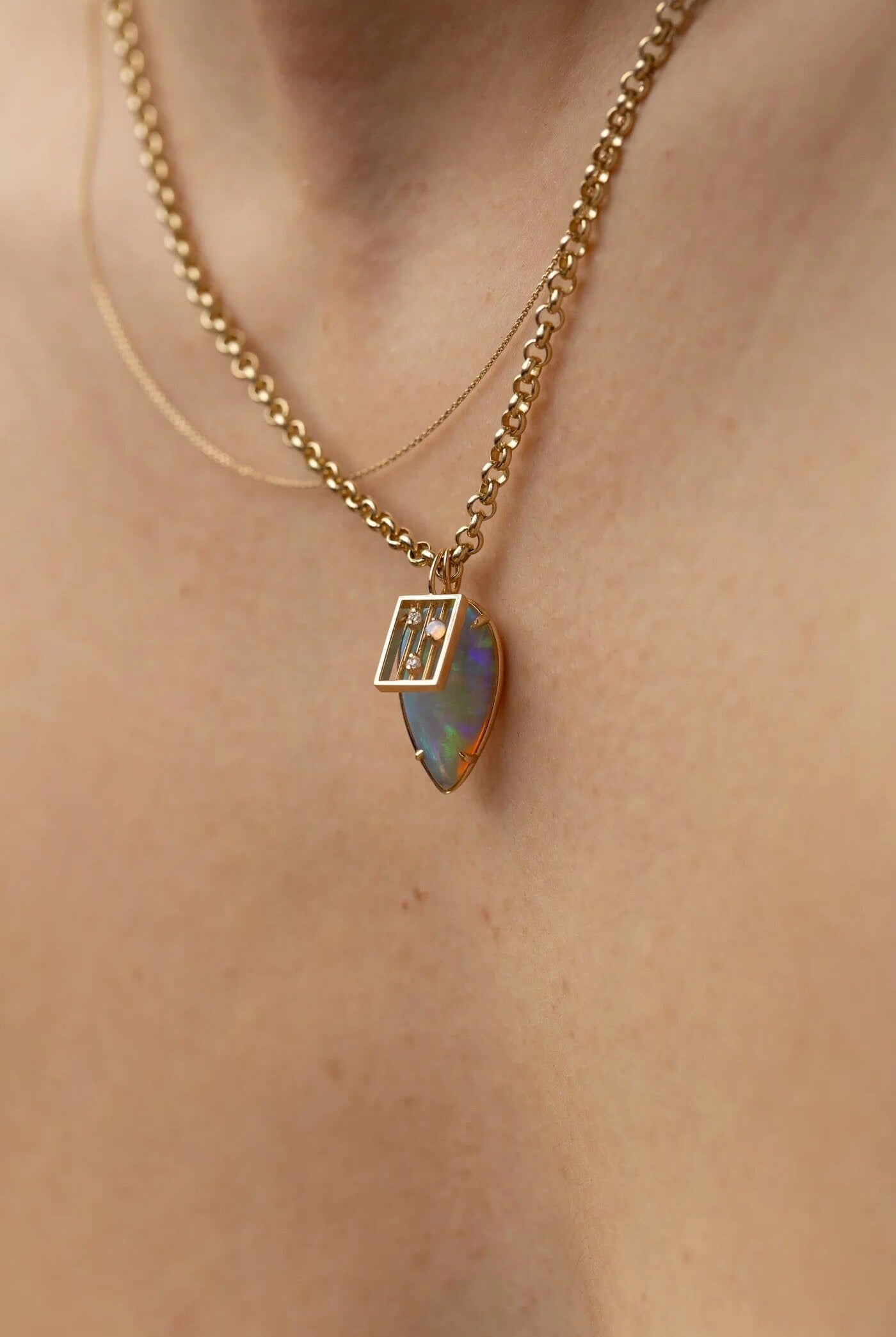 Wwake - Opal Drift Necklace - Necklaces - YUCCA, Artistic jewelry for women, boutique near me.