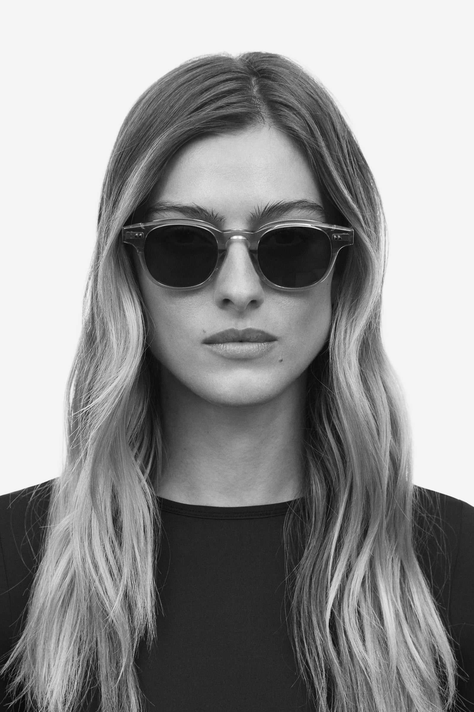 CHIMI black acetate sunglasses worn by model