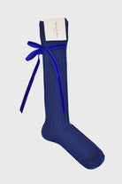 Maria La Rosa | College Velvet Bow In Blue - SHOP YUCCA Socks MARIA LA ROSA - YUCCA 