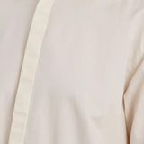 Black Crane Work Shirt Natural close up showing point collar, concealed button placket and cotton twill texture