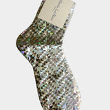 One Ribbed Laminated Socks, Disco Silver