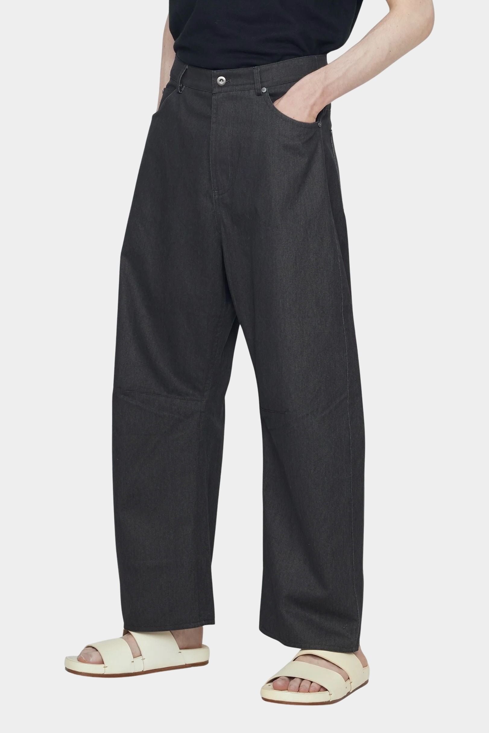 7115 by Szeki Curve Legged Work Trouser charcoal black cotton trousers front view