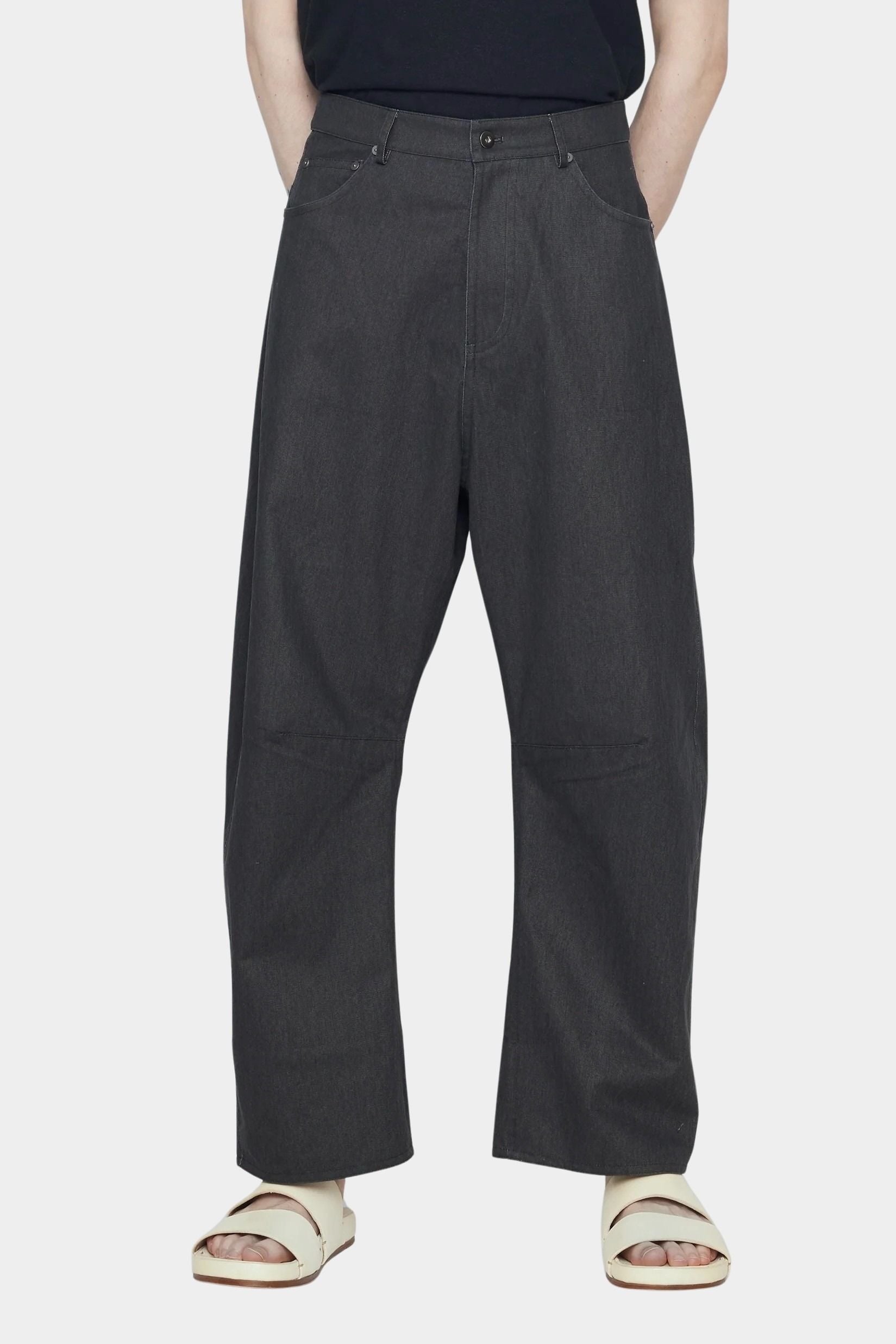 7115 by Szeki Curve Legged Work Trouser charcoal black curved leg trousers front