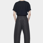 7115 by Szeki Curve Legged Work Trouser charcoal black curved leg trousers back view