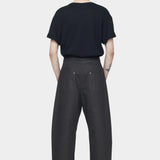 7115 by Szeki Curve Legged Work Trouser charcoal black curved leg trousers back view
