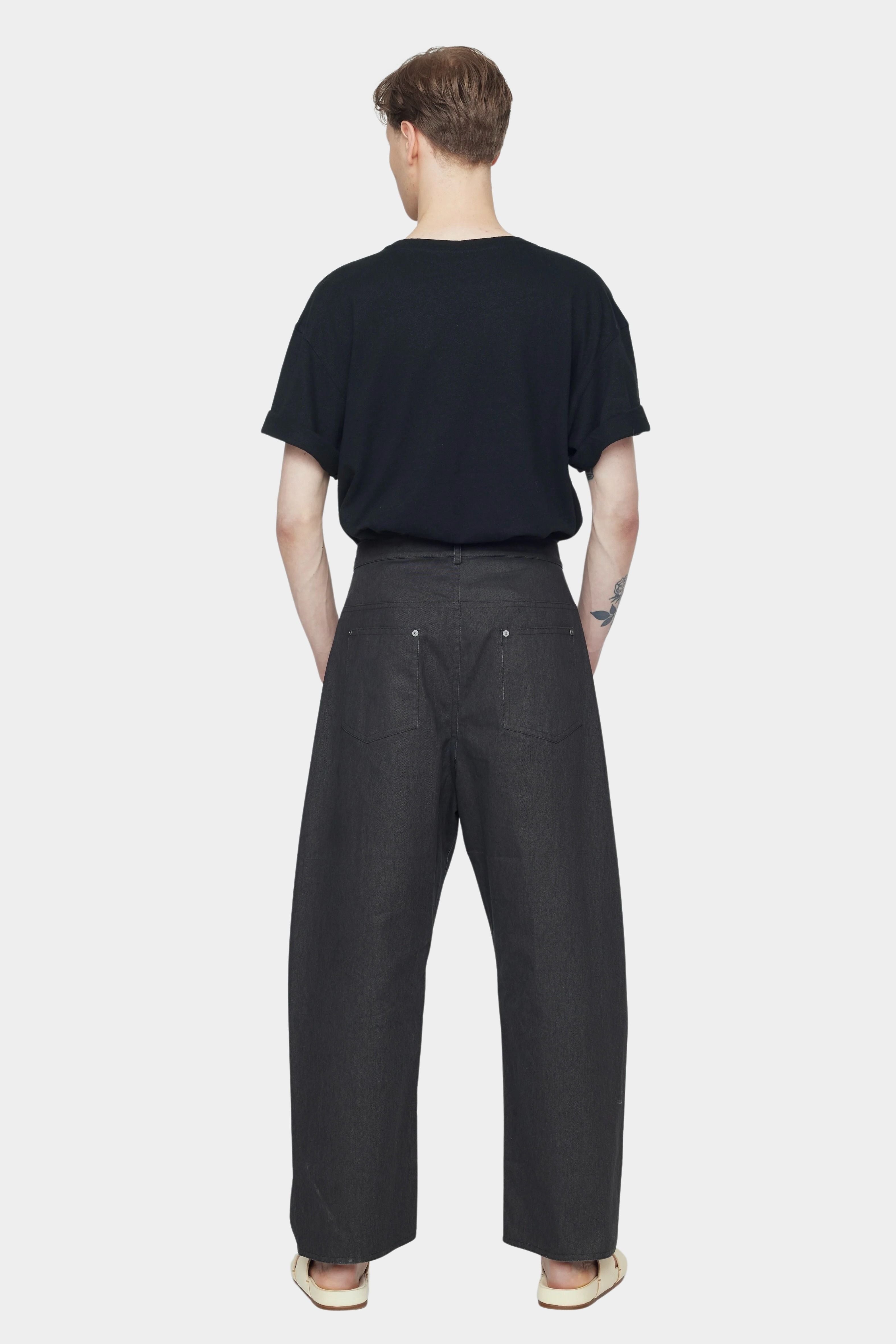 7115 by Szeki Curve Legged Work Trouser charcoal black curved leg trousers back view