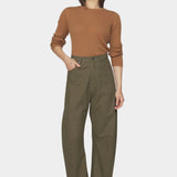 7115 by Szeki Curve Legged Work Trouser SS26 olive green cotton work trousers