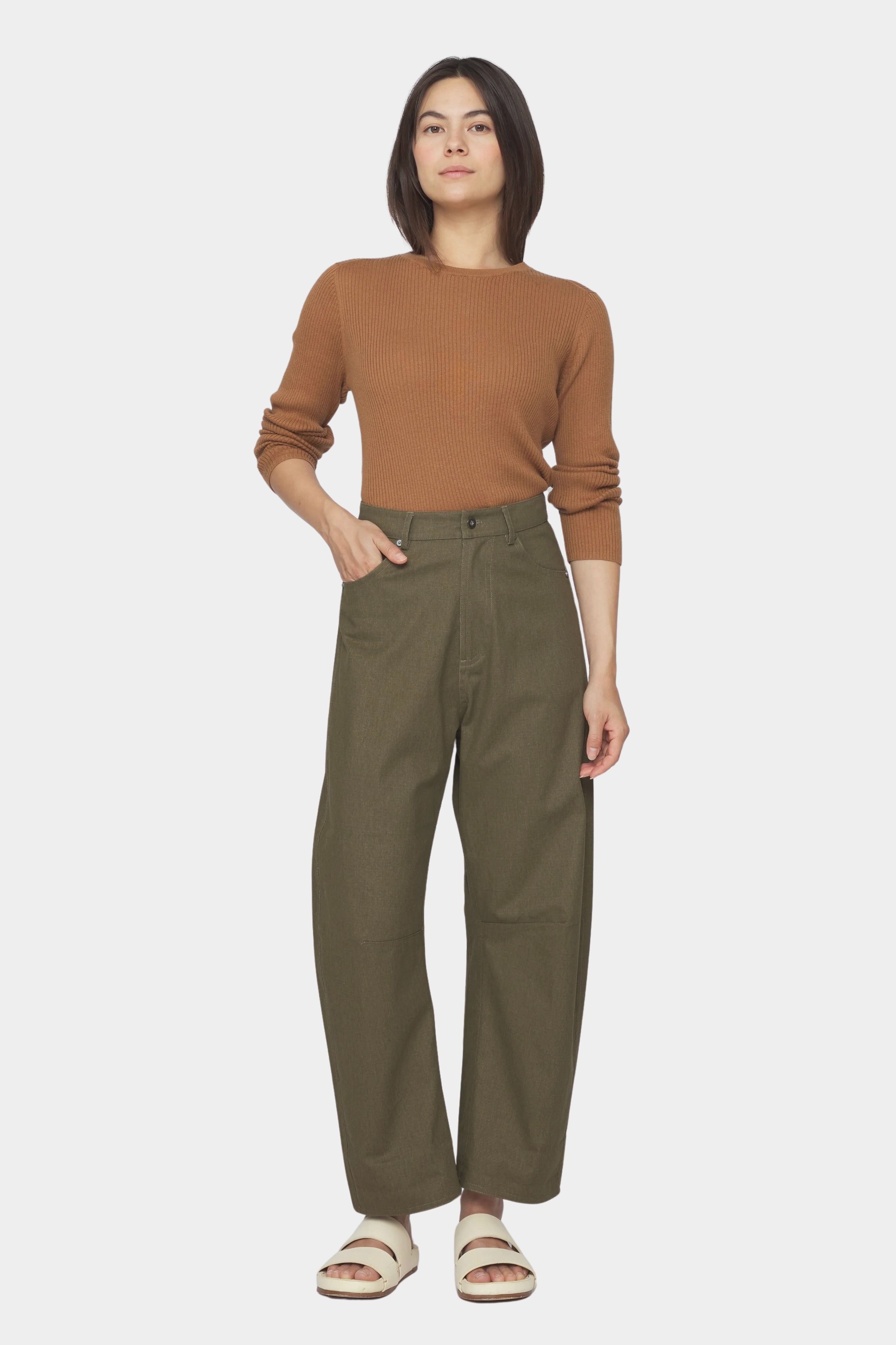 7115 by Szeki Curve Legged Work Trouser SS26 olive green cotton work trousers