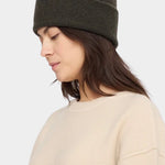 7115 by Szeki Merino Beanie Olive Brown side view showing its softly rounded crown.