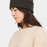 7115 by Szeki Merino Beanie Olive Brown side view showing its softly rounded crown.