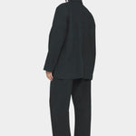 7115 by Szeki oversized cotton twill blazer charcoal black relaxed fit drop shoulder minimalist workwear jacket back view