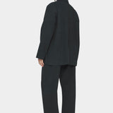 7115 by Szeki oversized cotton twill blazer charcoal black relaxed fit drop shoulder minimalist workwear jacket back view