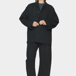 7115 by Szeki oversized cotton twill blazer charcoal black relaxed workwear jacket drop shoulder button front styling detail