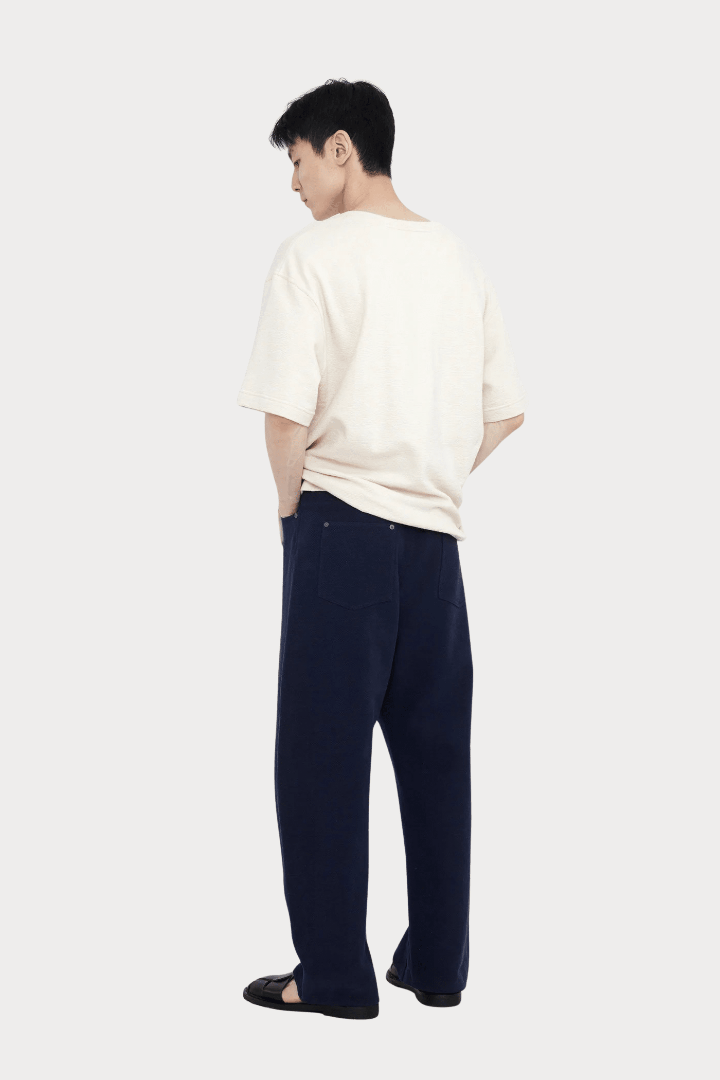 7115 By Szeki - Relaxed Curve Legged Trouser - Navy - Pants - YUCCA, Women’s clothing store Denver,  women’s elevated pants.