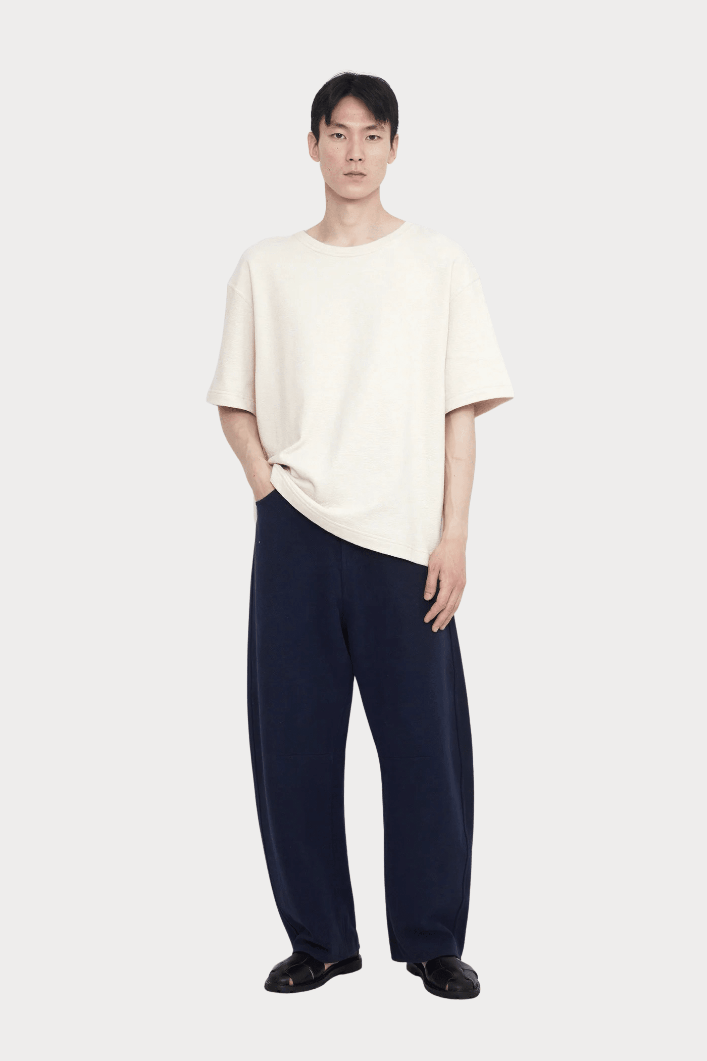 7115 By Szeki - Relaxed Curve Legged Trouser - Navy - Pants - YUCCA, Women’s clothing store Denver,  women’s elevated pants.