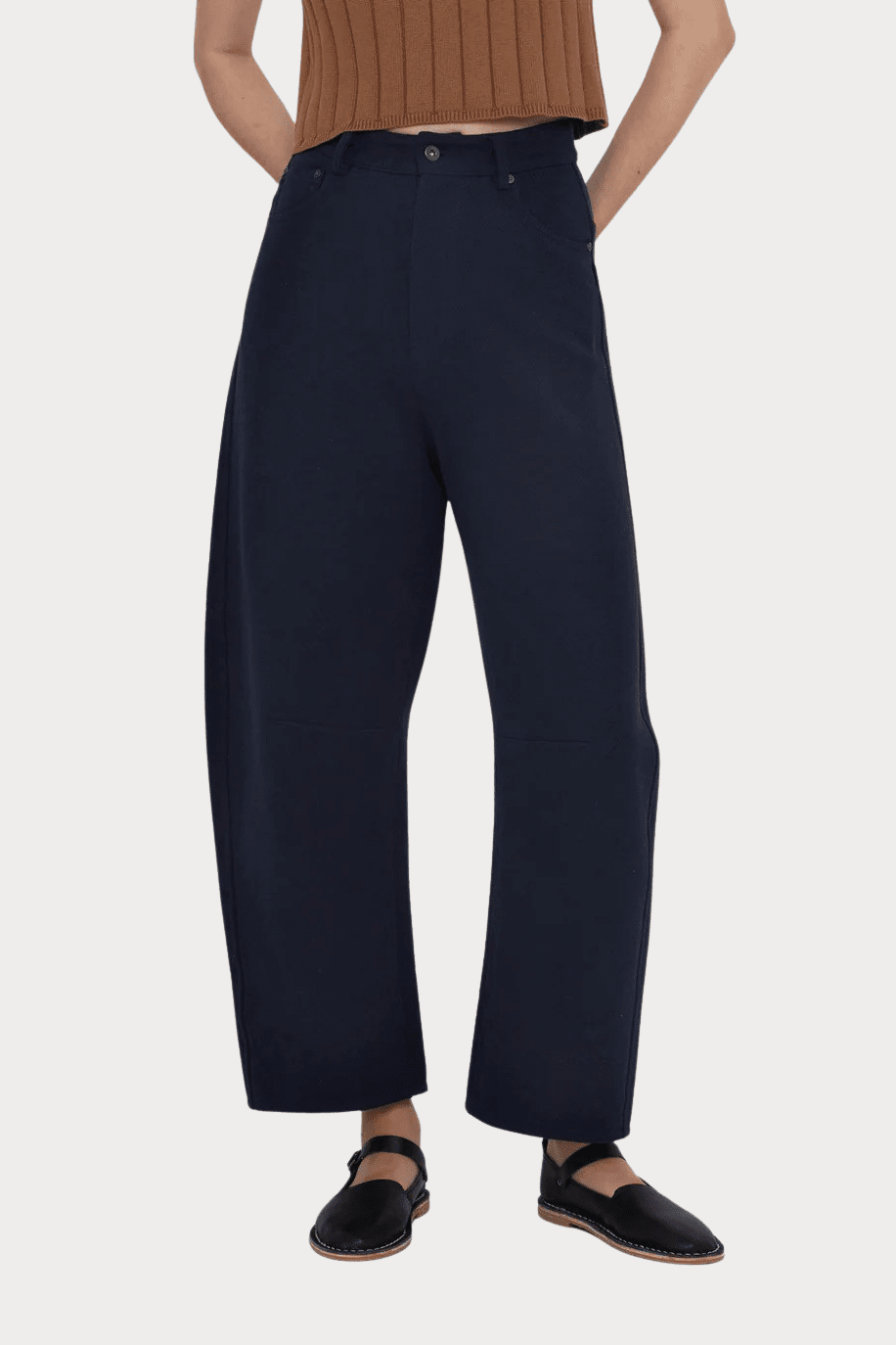 7115 By Szeki - Relaxed Curve Legged Trouser - Navy - Pants - YUCCA, Women’s clothing store Denver,  women’s elevated pants.
