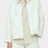 7115 by Szeki Signature Panel Pockets Jacket Spring Edition pearl white cotton jacket detail