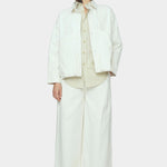 7115 by Szeki Signature Panel Pockets Jacket Spring Edition pearl white cotton jacket full look