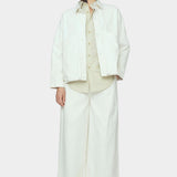 7115 by Szeki Signature Panel Pockets Jacket Spring Edition pearl white cotton jacket full look