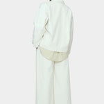 7115 by Szeki Signature Panel Pockets Jacket Spring Edition pearl white cotton jacket back view