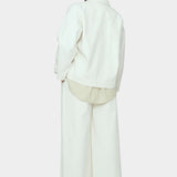 7115 by Szeki Signature Panel Pockets Jacket Spring Edition pearl white cotton jacket back view