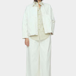 7115 by Szeki Signature Panel Pockets Jacket Spring Edition pearl white cotton jacket front view