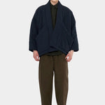 7115 by Szeki Signature Sumo Puffer in Navy Black oversized cocoon jacket with tie front