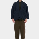 7115 by Szeki Signature Sumo Puffer in Navy Black oversized cocoon jacket with tie front
