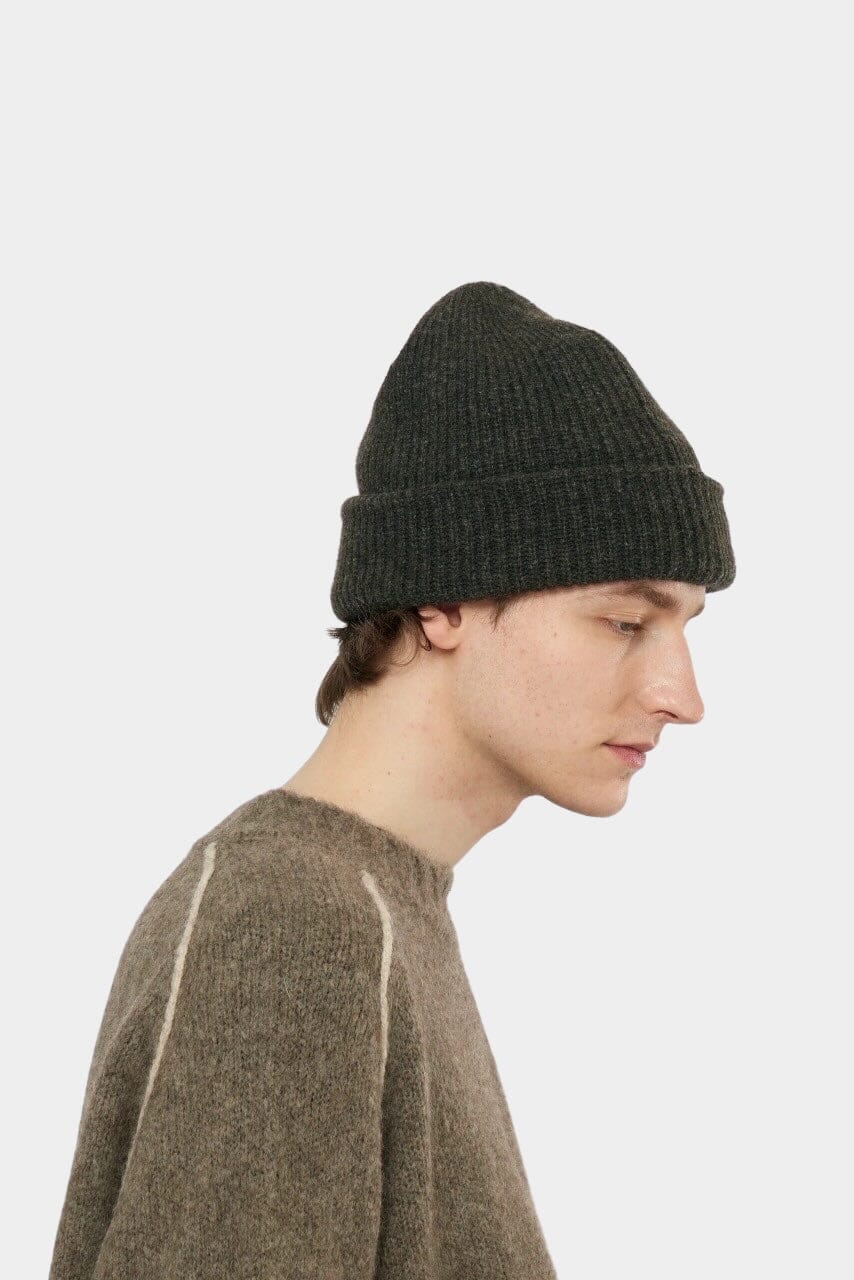 7115 by Szeki Signature Yak Beanie in Charcoal rib knit yak merino hat