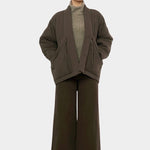 7115 by Szeki Signature Sumo Puffer in Chalk Brown oversized cocoon jacket with drop shoulders