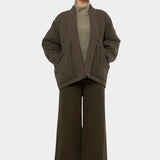 7115 by Szeki Signature Sumo Puffer in Chalk Brown oversized cocoon jacket with drop shoulders