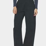 7115 by Szeki Tailored Curve Legged Trouser charcoal black curved leg trousers front detail