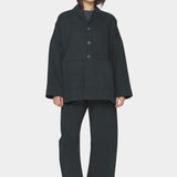 7115 by Szeki Tailored Curve Legged Trouser charcoal black trousers front view