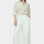 7115 by Szeki Wide Legged Skate Trouser SS26 pearl white cotton trousers front view