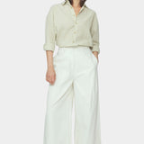 7115 by Szeki Wide Legged Skate Trouser SS26 pearl white cotton trousers front view