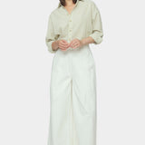7115 by Szeki Wide Legged Skate Trouser SS26 pearl white wide leg trousers full look